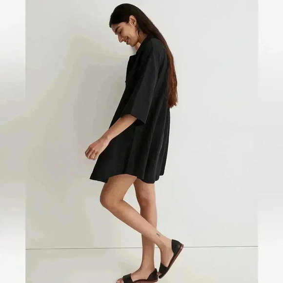 Madewell Lightspun Cover-Up Mini Shirtdress Black XS NWT - Picture 2 of 8